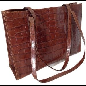 Cristian Brown Croc Italian Leather Tote Purse